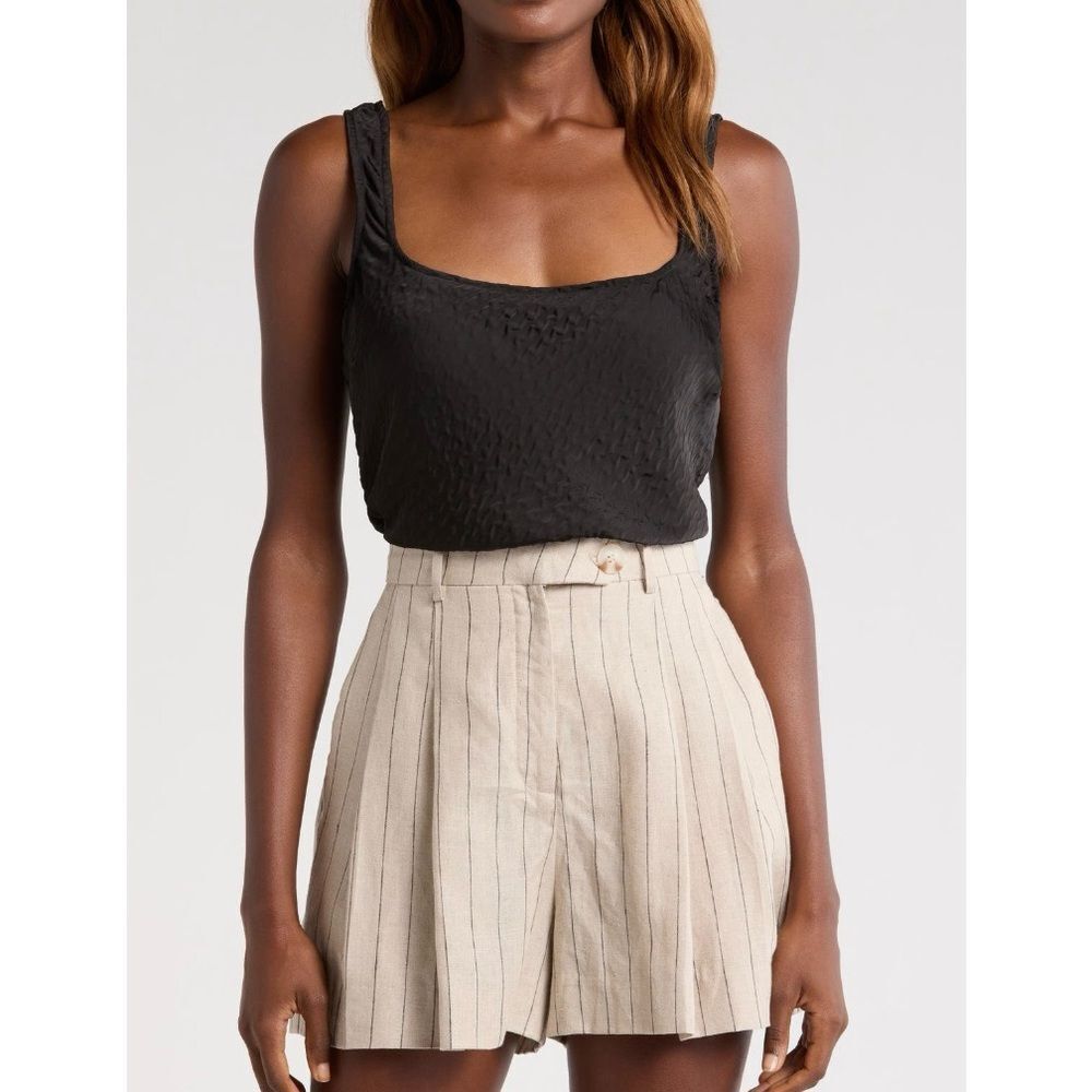 ASTR‎ the Label Women's Janesa Textured Satin Top, Black, Size Medium, NWT